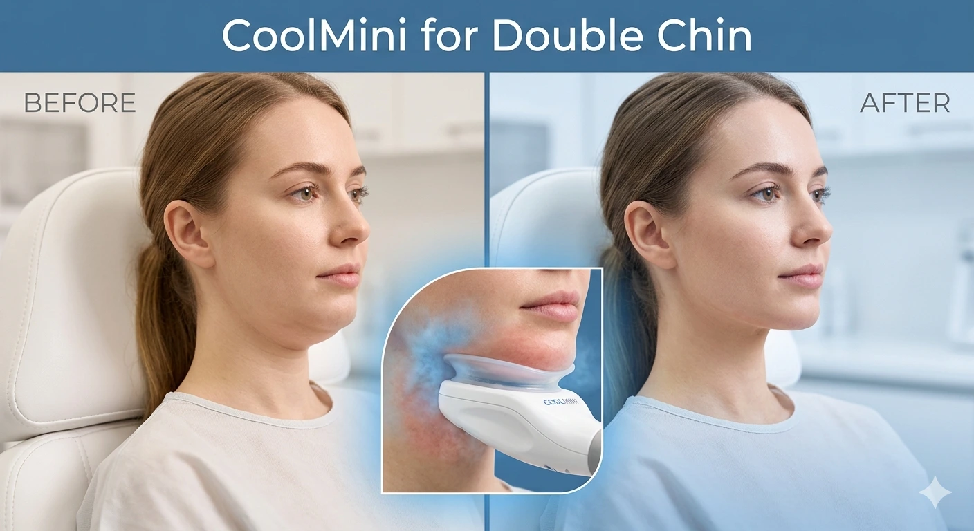 CoolMini treatment for double chin fat reduction using cryolipolysis technology