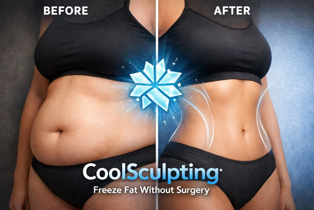 CoolSculpting fat reduction results before and after non-surgical treatment