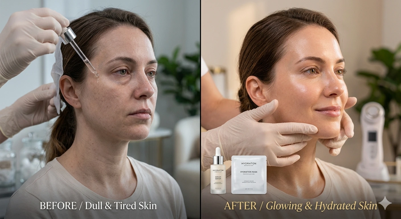 Facial rejuvenation treatment improving skin glow and texture