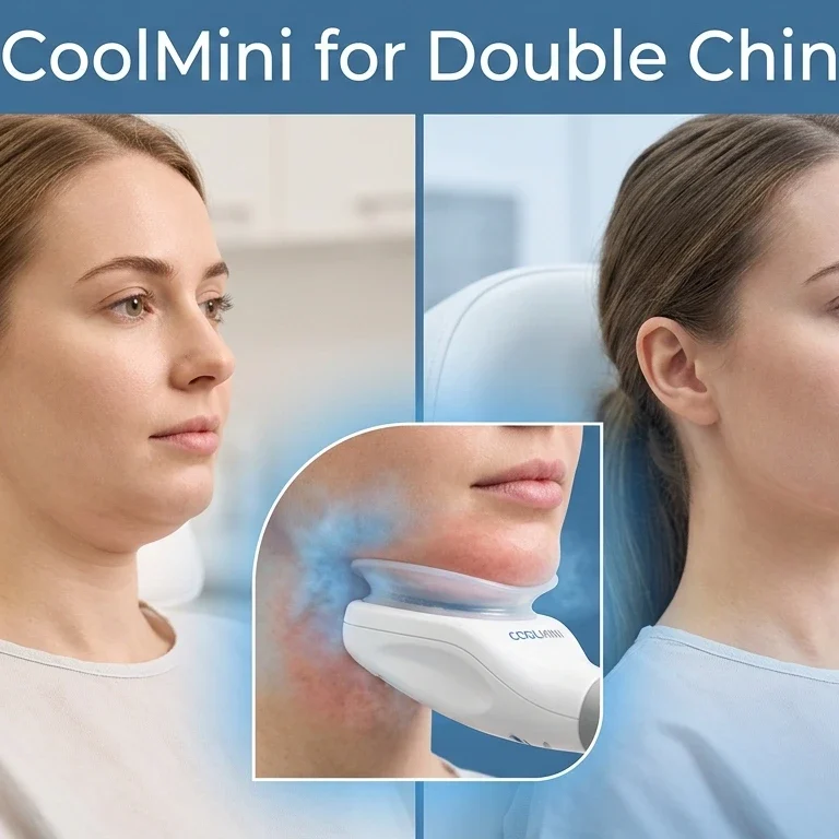 CoolMini treatment for double chin fat reduction using cryolipolysis technology
